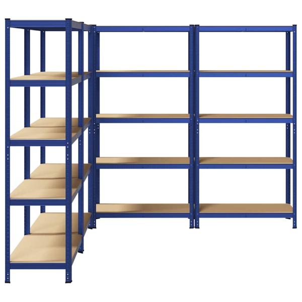 Lagerregale mit 5 Böden 4 Stk. Blau Stahl & Holzwerkstoff