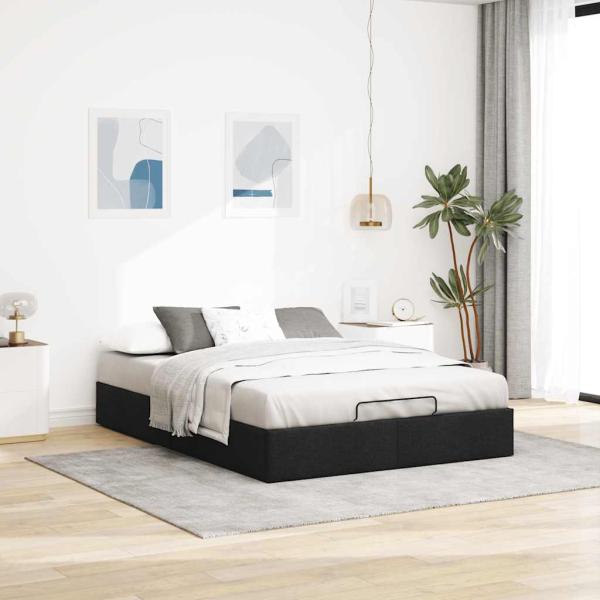 Ottoman-Bett ohne Matratze Schwarz 140x190 cm Stoff