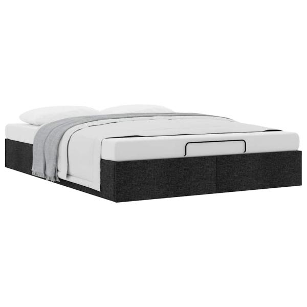 Ottoman-Bett ohne Matratze Schwarz 140x190 cm Stoff