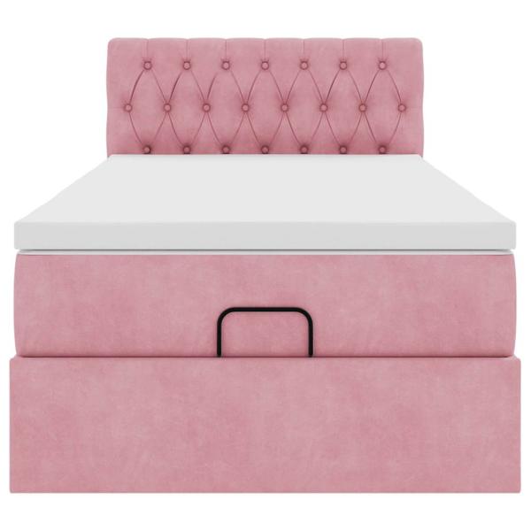 Ottoman-Bett mit Matratze Rosa 80x200 cm Samt