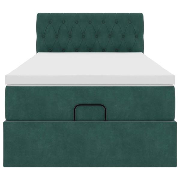 Ottoman-Bett mit Matratze Dunkelgrün 80x200 cm Samt