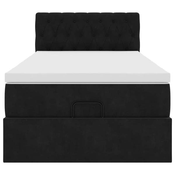 Ottoman-Bett mit Matratze Schwarz 100x200 cm Samt
