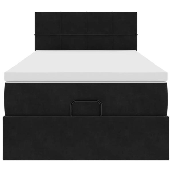 Ottoman-Bett mit Matratze Schwarz 80x200 cm Samt