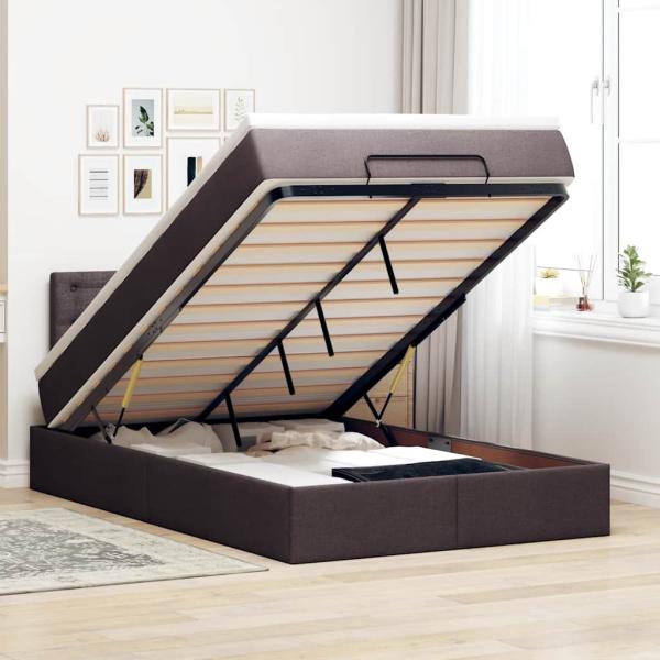 ARDEBO.de - Ottoman-Bett mit Matratze Dunkelbraun 120x200 cm Stoff