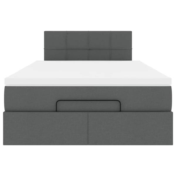 Ottoman-Bett mit Matratze Dunkelgrau 120x200 cm Stoff