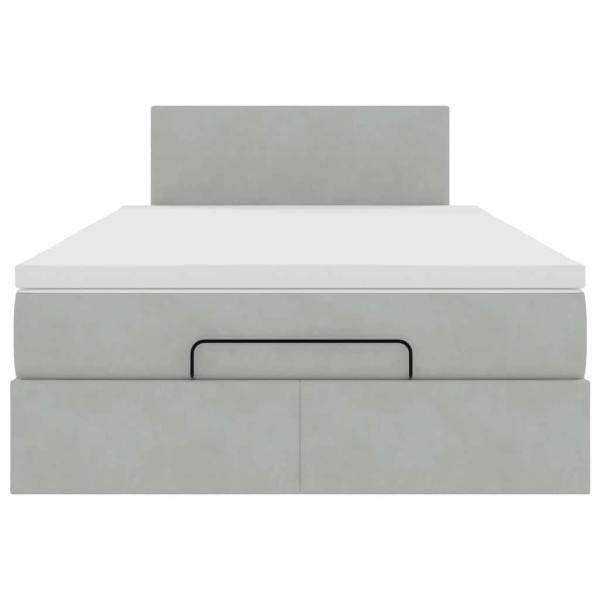 Ottoman-Bett mit Matratze Hellgrau 120x190 cm Samt