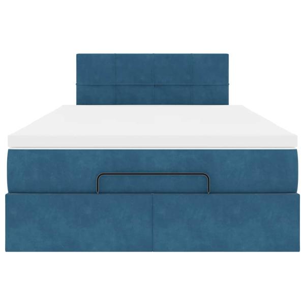 Ottoman-Bett mit Matratze Dunkelblau 120x190 cm Samt