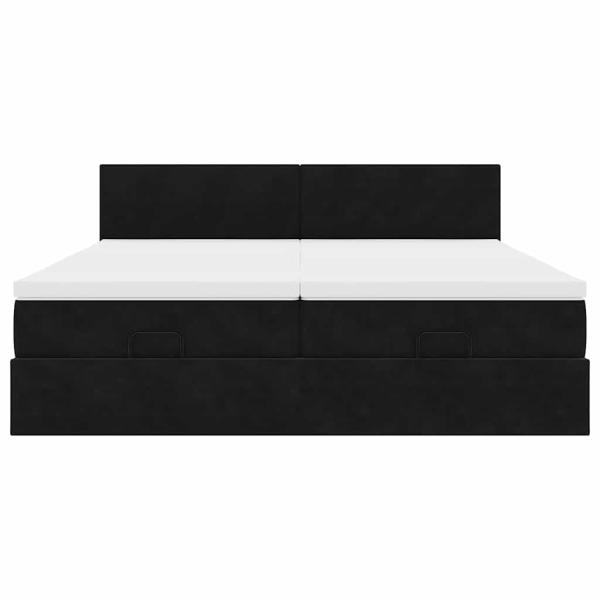 Ottoman-Bett mit Matratzen Schwarz 180x200 cm Samt