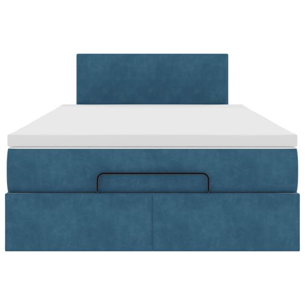 Ottoman-Bett mit Matratze Dunkelblau 120x190 cm Samt