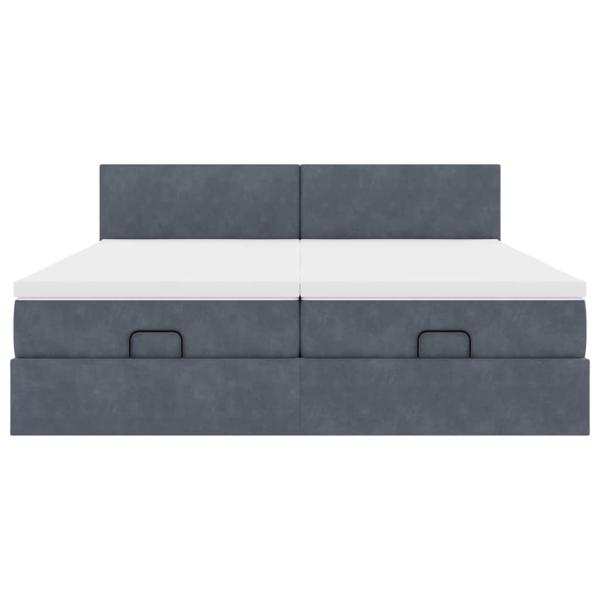 Ottoman-Bett mit Matratzen Dunkelgrau 160x200 cm Samt