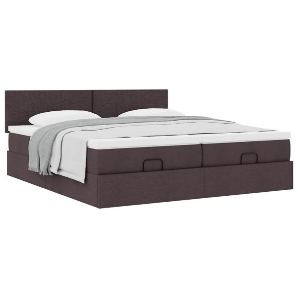 ARDEBO.de - Ottoman-Bett mit Matratzen Dunkelbraun 160x200 cm Stoff