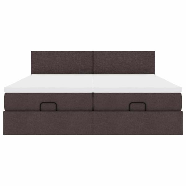 Ottoman-Bett mit Matratzen Dunkelbraun 160x200 cm Stoff