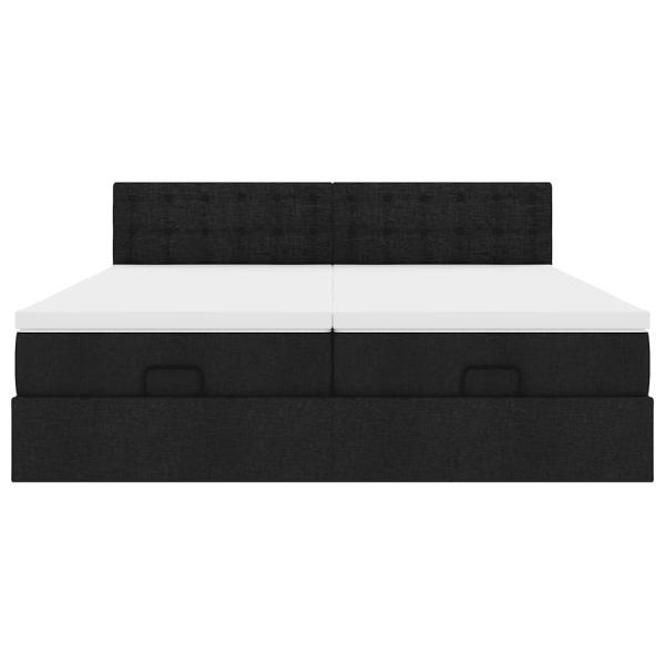 Ottoman-Bett mit Matratzen Schwarz 200x200 cm Stoff