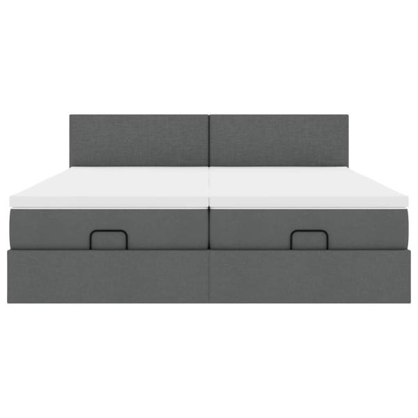 Ottoman-Bett mit Matratzen Dunkelgrau 200x200 cm Stoff