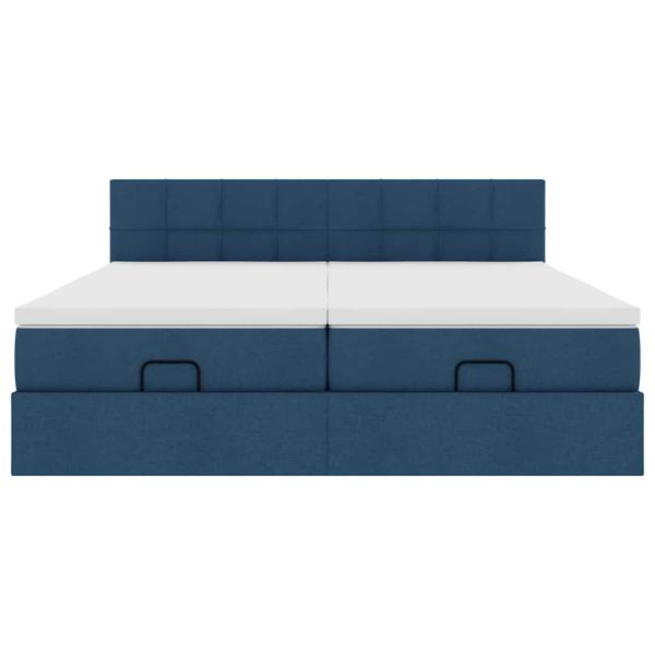 Ottoman-Bett mit Matratzen Blau 200x200 cm Stoff
