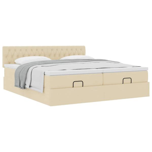 Ottoman-Bett mit Matratzen Creme 160x200 cm Stoff
