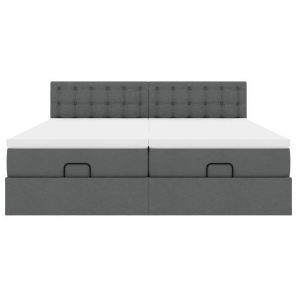 Ottoman-Bett mit Matratzen Dunkelgrau 160x200 cm Stoff