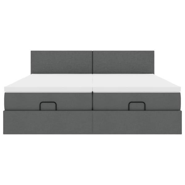 Ottoman-Bett mit Matratzen Dunkelgrau 180x200 cm Stoff
