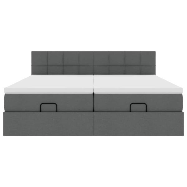 Ottoman-Bett mit Matratzen Dunkelgrau 180x200 cm Stoff