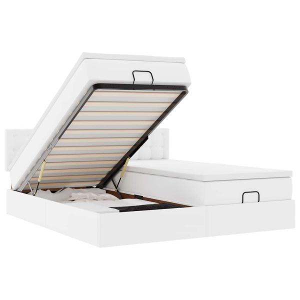 Ottoman-Bett mit Matratzen Weiß 200x200 cm Kunstleder