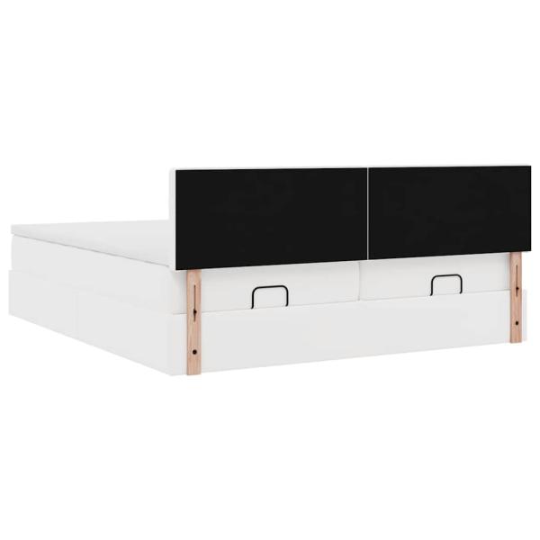 Ottoman-Bett mit Matratzen Weiß 200x200 cm Kunstleder