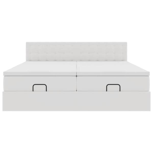 Ottoman-Bett mit Matratzen Weiß 200x200 cm Kunstleder