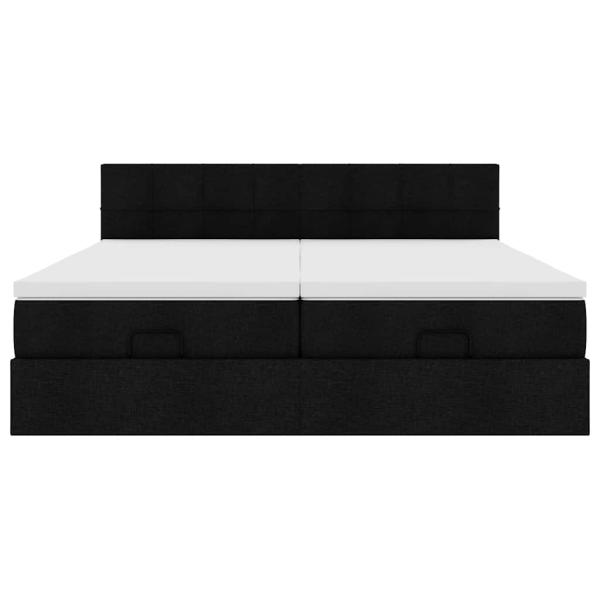 Ottoman-Bett mit Matratzen Schwarz 180x200 cm Stoff