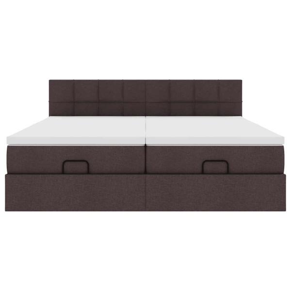 Ottoman-Bett mit Matratzen Dunkelbraun 200x200 cm Stoff