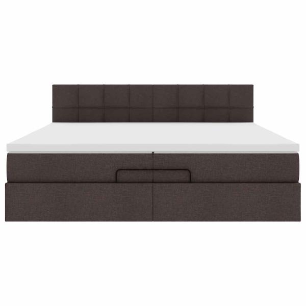 Ottoman-Bett mit Matratzen Dunkelbraun 200x200 cm Stoff