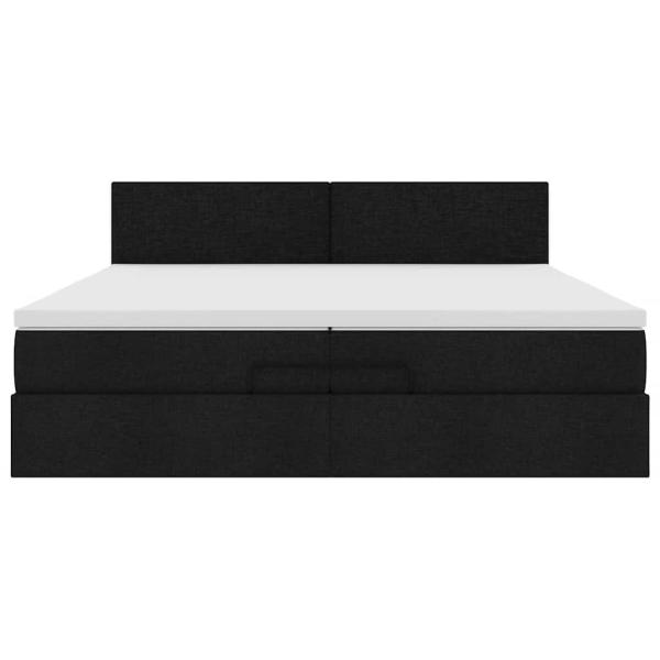 Ottoman-Bett mit Matratzen Schwarz 200x200 cm Stoff