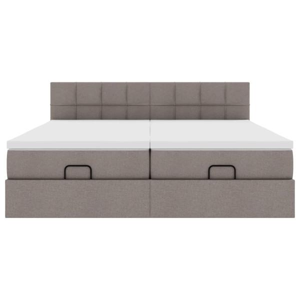 Ottoman-Bett mit Matratzen Taupe 180x200 cm Stoff