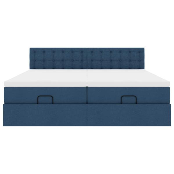 Ottoman-Bett mit Matratzen Blau 200x200 cm Stoff