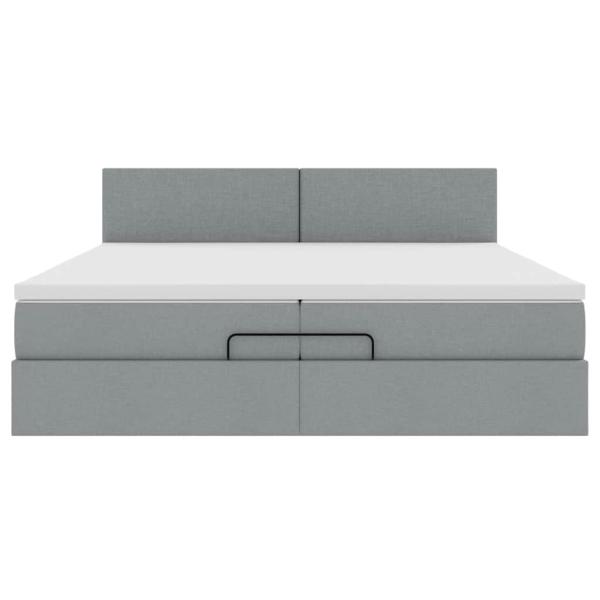 Ottoman-Bett mit Matratzen Hellgrau 200x200 cm Stoff