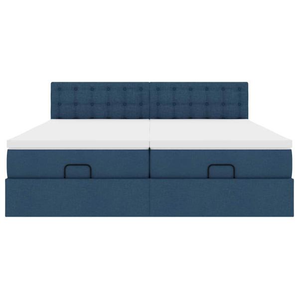 ARDEBO.de - Ottoman-Bett mit Matratzen Blau 180x200 cm Stoff