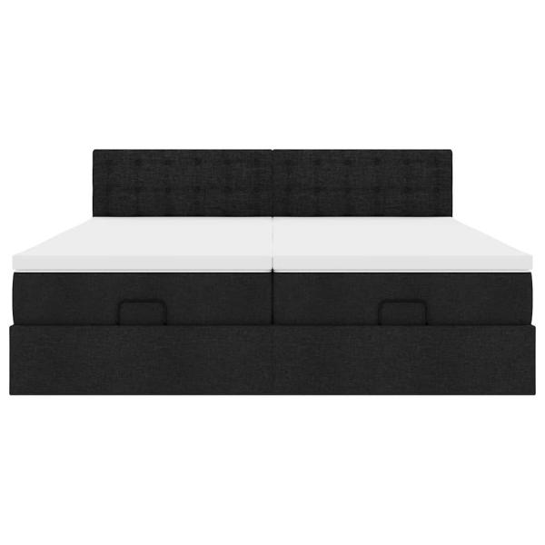 Ottoman-Bett mit Matratzen Schwarz 180x200 cm Stoff
