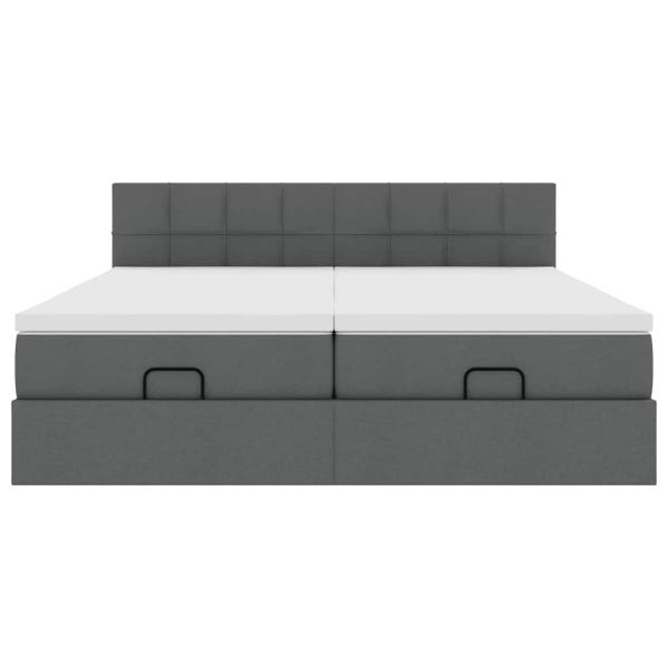 Ottoman-Bett mit Matratzen Dunkelgrau 200x200 cm Stoff