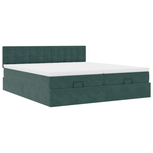 ARDEBO.de - Ottoman-Bett mit Matratzen Dunkelgrün 200x200 cm Samt