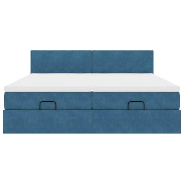 Ottoman-Bett mit Matratzen Dunkelblau 180x200 cm Samt