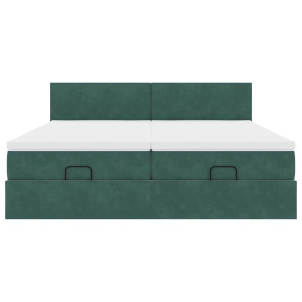 Ottoman-Bett mit Matratzen Dunkelgrün 160x200 cm Samt