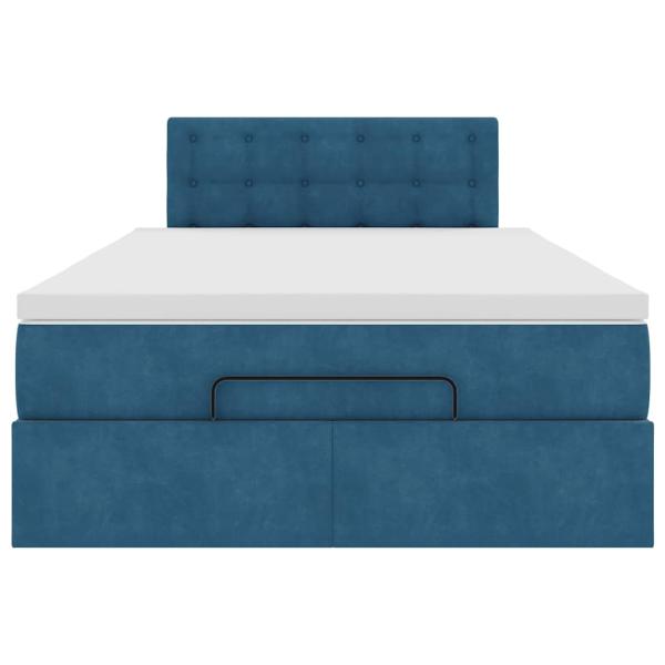 Ottoman-Bett mit Matratze Dunkelblau 120x200 cm Samt