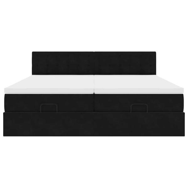 Ottoman-Bett mit Matratzen Schwarz 180x200 cm Samt