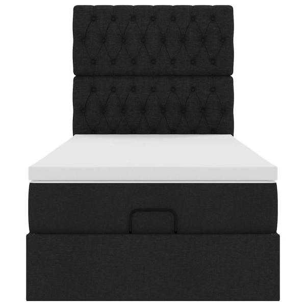 Ottoman-Bett mit Matratze Schwarz 90x190 cm Stoff