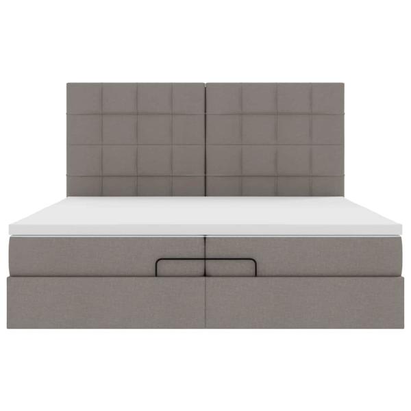 Ottoman-Bett mit Matratzen Taupe 200x200 cm Stoff