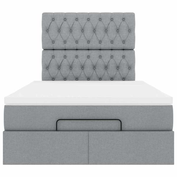 Ottoman-Bett mit Matratze Hellgrau 120x200 cm Stoff