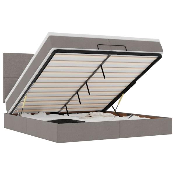 Ottoman-Bett mit Matratzen Taupe 200x200 cm Stoff