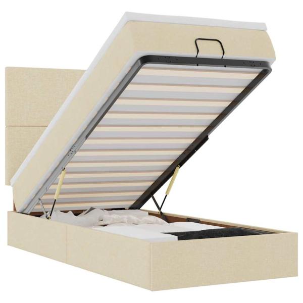 Ottoman-Bett mit Matratze Creme 80x200 cm Stoff
