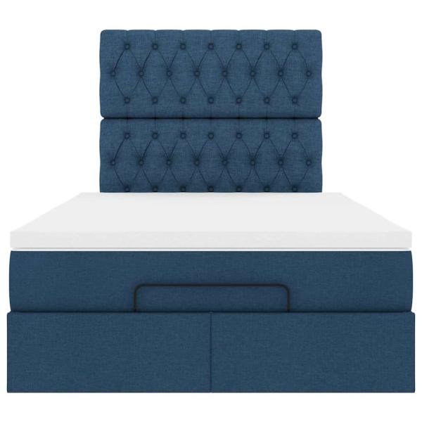 Ottoman-Bett mit Matratze Blau 120x200 cm Stoff