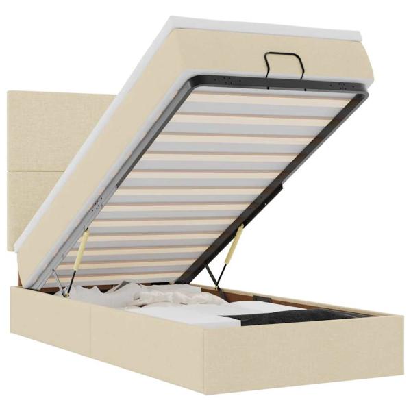 Ottoman-Bett mit Matratze Creme 80x200 cm Stoff