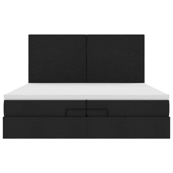 Ottoman-Bett mit Matratzen Schwarz 200x200 cm Stoff