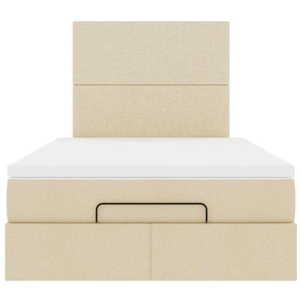Ottoman-Bett mit Matratze Creme 120x190 cm Stoff